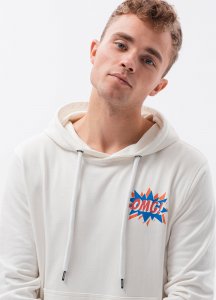 Ombre Bluza męska hoodie z nadrukiem na plecach - V3 ecru B1357 M 2