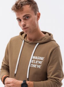 Ombre Bluza męska hoodie z nadrukiem na plecach - V2 jasnobrązowa B1357 XXL 3