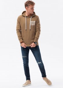 Ombre Bluza męska hoodie z nadrukiem na plecach - V2 jasnobrązowa B1357 XXL 5