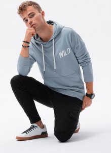 Ombre Bluza męska hoodie z nadrukiem na plecach - V1 niebieska B1357 XL 3