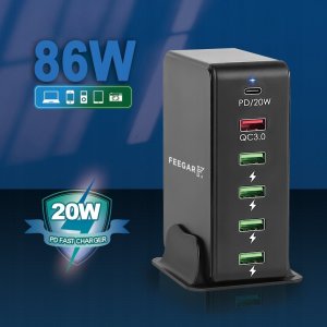 Ładowarka Feegar Ładowarka Sieciowa Tower 86W 6X Usb Typ C 4