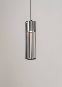 Lampa wisząca Sigma Okrągła lampa wisząca Fobia industrial tuba czarna srebrna 2