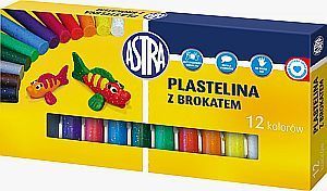 Astra Plastelina 12 kolorów brokat 1