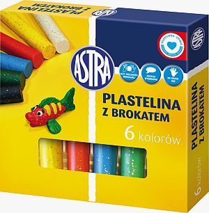 Astra Plastelina 6 kolorów brokatowa 1