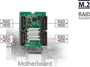 Delock Konwerter M.2 B+M > 4x 7-pin SATA III z obsługą RAID (62850) 4