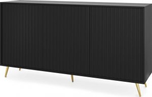 Selsey SELSEY Komoda Bello z lamelowymi frontami 154 cm czarna ze złotymi nogami 2