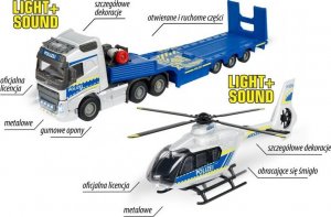 Majorette Majorette Grand Zestaw policyjny ciężarówka Volvo z przyczepą i helikopter 5