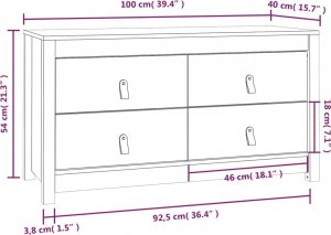 vidaXL Komoda, 100x40x54 cm, lite drewno sosnowe 10