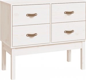 vidaXL Komoda, biały, 90x40x78 cm, lite drewno sosnowe 2