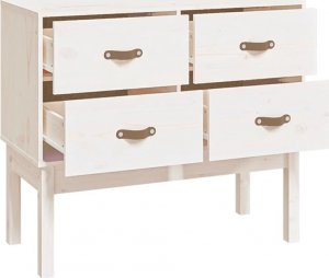 vidaXL Komoda, biały, 90x40x78 cm, lite drewno sosnowe 4