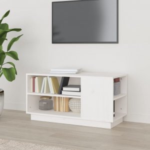 vidaXL vidaXL Szafka pod telewizor, biała, 80x35x40,5 cm, lite drewno sosnowe 1