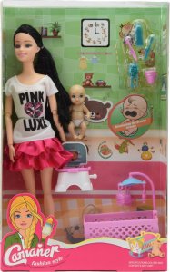 Skleplolki LALKA BOBAS I MAMA TYPU BARBIE ZESTAW AKCESORIA 7