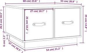 vidaXL Stolik kawowy, 60x53x35 cm, lite drewno sosnowe 10