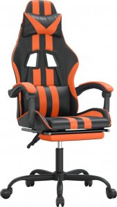 Fotel vidaXL czarno-pomarańczowy z podnóżkiem 1