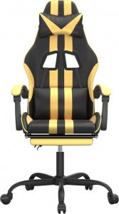 Fotel vidaXL czarno-złoty z podnóżkiem (349533) 2