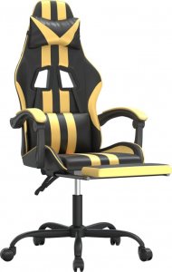 Fotel vidaXL czarno-złoty z podnóżkiem (349533) 5