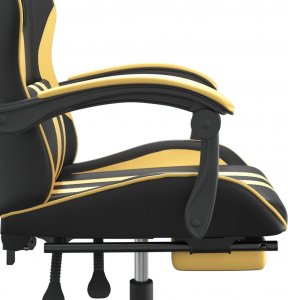 Fotel vidaXL czarno-złoty z podnóżkiem (349533) 8