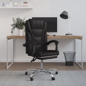 Krzesło biurowe vidaXL vidaXL Rozkładany fotel biurowy, czarny, sztuczna skóra 1
