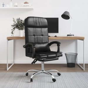 Krzesło biurowe vidaXL vidaXL Rozkładane, masujące krzesło biurowe, czarne, sztuczna skóra 1