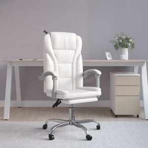 Krzesło biurowe vidaXL vidaXL Rozkładany fotel biurowy, biały, sztuczna skóra 1
