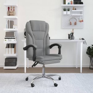 Krzesło biurowe vidaXL vidaXL Rozkładany fotel biurowy, jasnoszary, obity tkaniną 1
