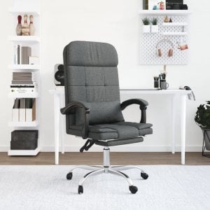 Krzesło biurowe vidaXL vidaXL Rozkładany fotel masujący, ciemnoszary, obity tkaniną 1