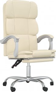 Krzesło biurowe vidaXL vidaXL Rozkładany fotel biurowy, kremowy, sztuczna skóra 2