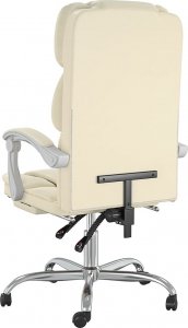 Krzesło biurowe vidaXL vidaXL Rozkładany fotel biurowy, kremowy, sztuczna skóra 5