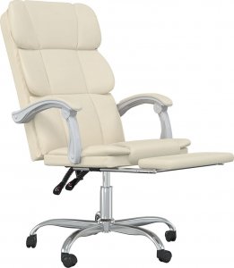 Krzesło biurowe vidaXL vidaXL Rozkładany fotel biurowy, kremowy, sztuczna skóra 6