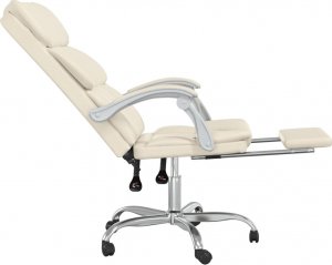 Krzesło biurowe vidaXL vidaXL Rozkładany fotel biurowy, kremowy, sztuczna skóra 7
