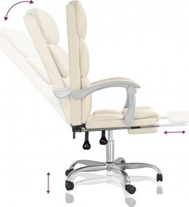 Krzesło biurowe vidaXL vidaXL Rozkładany fotel biurowy, kremowy, sztuczna skóra 8