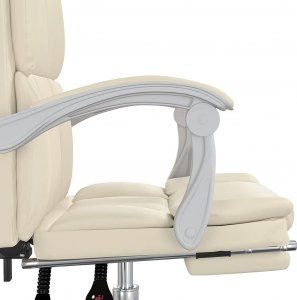 Krzesło biurowe vidaXL vidaXL Rozkładany fotel biurowy, kremowy, sztuczna skóra 9