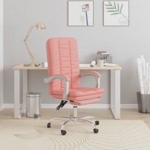 Krzesło biurowe vidaXL vidaXL Rozkładany fotel biurowy, różowy, sztuczna skóra 1
