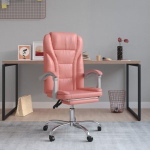Krzesło biurowe vidaXL vidaXL Rozkładany fotel biurowy, różowy, sztuczna skóra 1