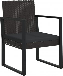 vidaXL 3-cz. ogrodowy zestaw wypoczynkowy, poduszki, czarny rattan PE 3