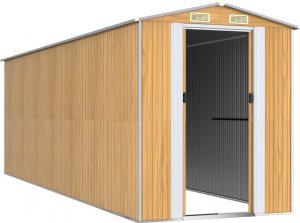 vidaXL Szopa ogrodowa, jasnobrązowa 192x606x223 cm, stal galwanizowana 3