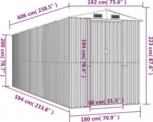 vidaXL Szopa ogrodowa, jasnobrązowa 192x606x223 cm, stal galwanizowana 8