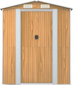 vidaXL Szopa ogrodowa, jasnobrązowa 192x191x223 cm, stal galwanizowana 4