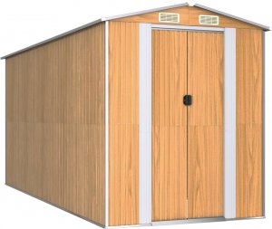 vidaXL Szopa ogrodowa, jasnobrązowa 192x440x223 cm, stal galwanizowana 2