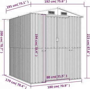vidaXL vidaXL Szopa ogrodowa, zielona, 192x191x223 cm, stal galwanizowana 8