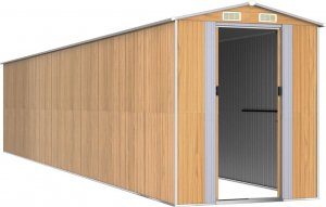 vidaXL Szopa ogrodowa, jasnobrązowa 192x938x223 cm, stal galwanizowana 3