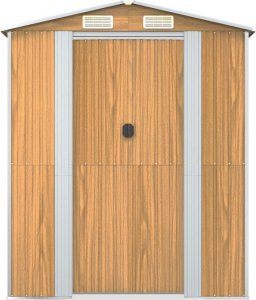 vidaXL Szopa ogrodowa, jasnobrązowa 192x523x223 cm, stal galwanizowana 4
