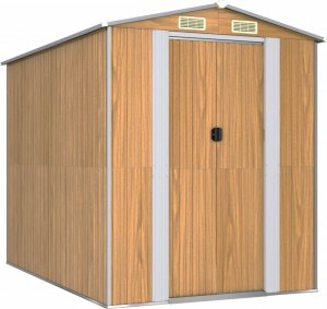 vidaXL Szopa ogrodowa, jasnobrązowa 192x274x223 cm, stal galwanizowana 2