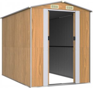 vidaXL Szopa ogrodowa, jasnobrązowa 192x274x223 cm, stal galwanizowana 3