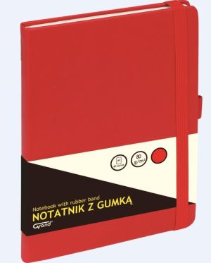 KW Trade Notatnik GRAND z gumkÄ… czerwony A5/80 kartek kratka 232365 1