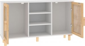 vidaXL Kredens, biały, 105x30x60 cm, lita sosna i naturalny rattan 5