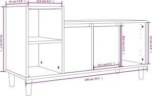 vidaXL Szafka pod telewizor, przydymiony dąb, 100x35x55 cm 9