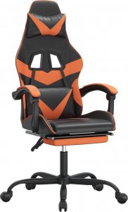 Fotel vidaXL czarno-pomarańczowy z podnóżkiem (3143860) 1