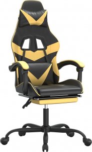 Fotel vidaXL czarno-złoty z podnóżkiem (349557) 1