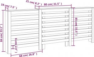 vidaXL vidaXL Osłona grzejnika, 210x21x85 cm, lite drewno sosnowe 10